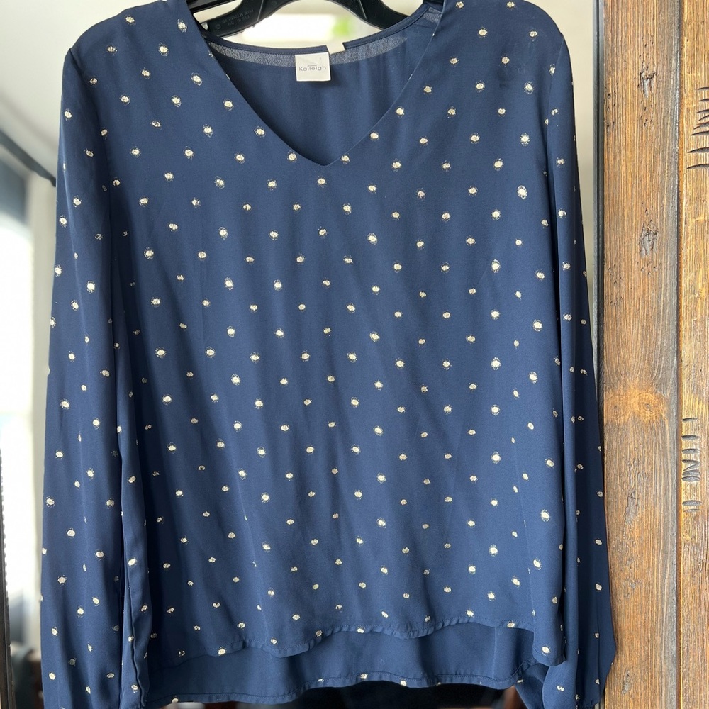 Kaileigh Navy Top with Gold Dots